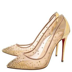 Christian Louboutin Gold Follies Strass 37